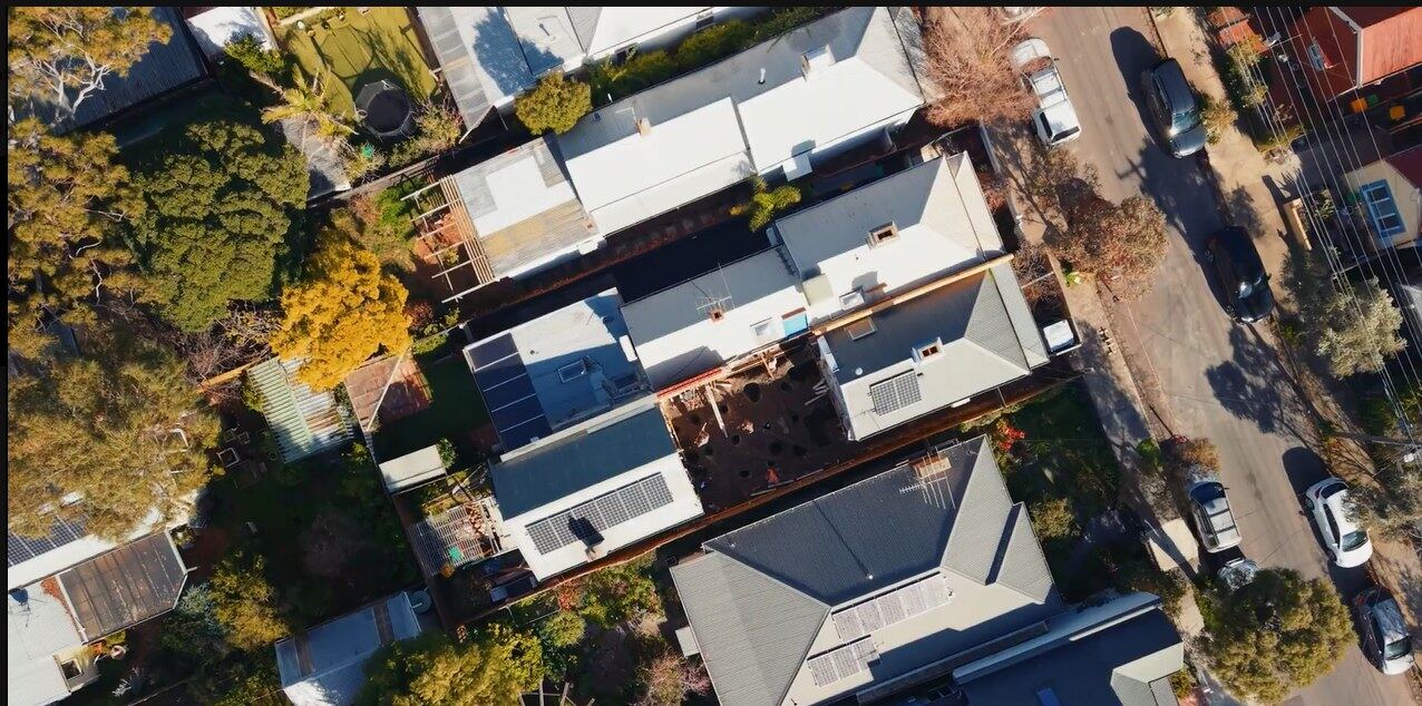 Aerial over a residential street